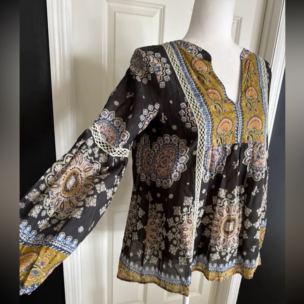 Sundance Carina Blouse Top Paisley Floral Print Long Sleeve Boho 
Size Small - Picture 4 of 12